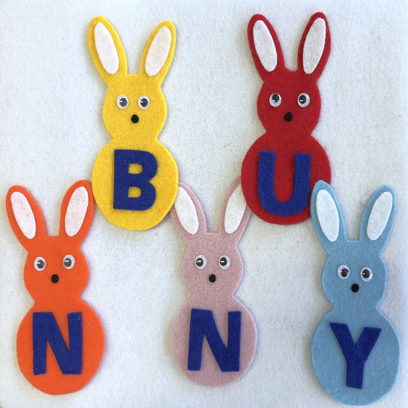 Letters Bunnies Handmade Felt Set is Perfect to Learn Letters and Colors