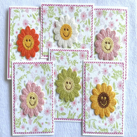 Happy Face Flannel and Crochet Card Set of 6