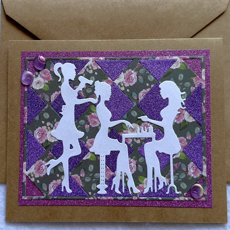 Silhouette Salon Card Purple/White