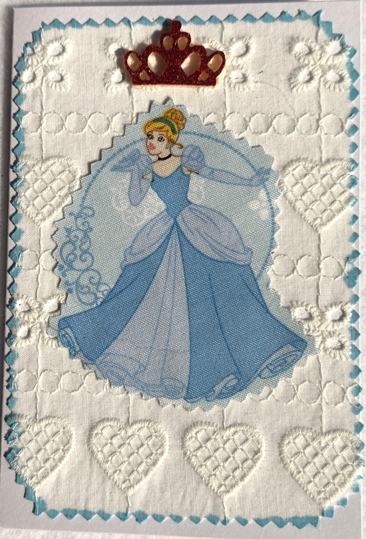 Princess Birthday Card  Handmade with Fabric Set of 4