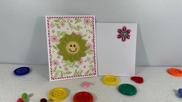 Happy Face Flannel and Crochet Card Set of 6