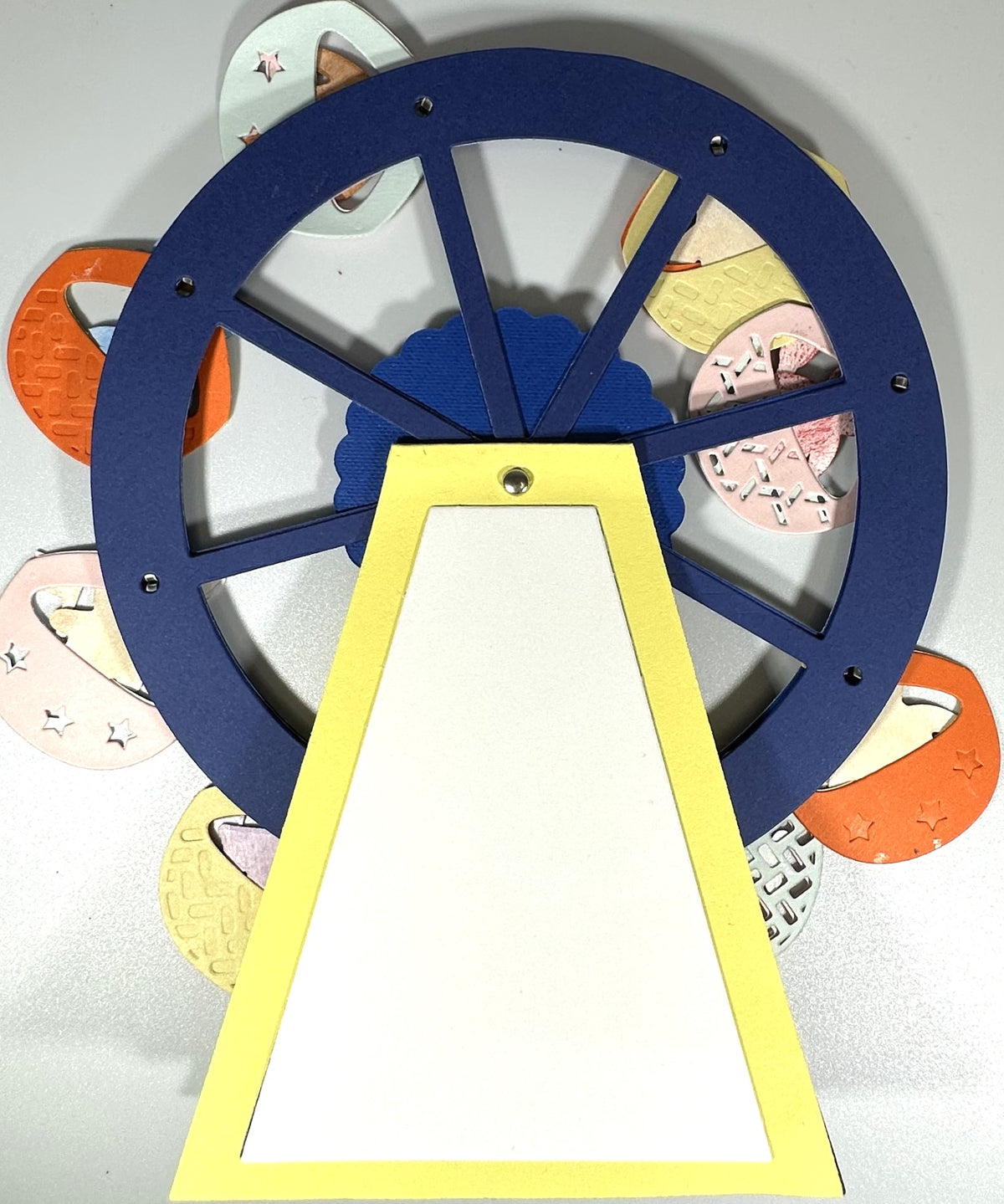 3D Interactive Greeting or Birthday Ferry's Wheel Card Blue and Yellow