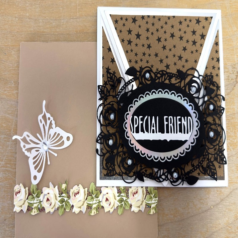 Special Friend Unique Black Brown and White Greeting or Birthday Card