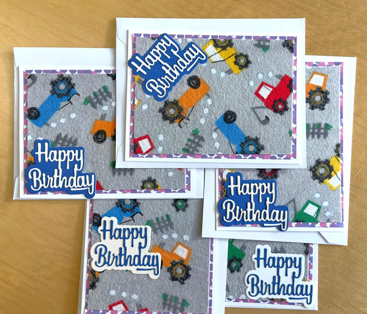 Flannel Happy Birthday Cards Set of 5