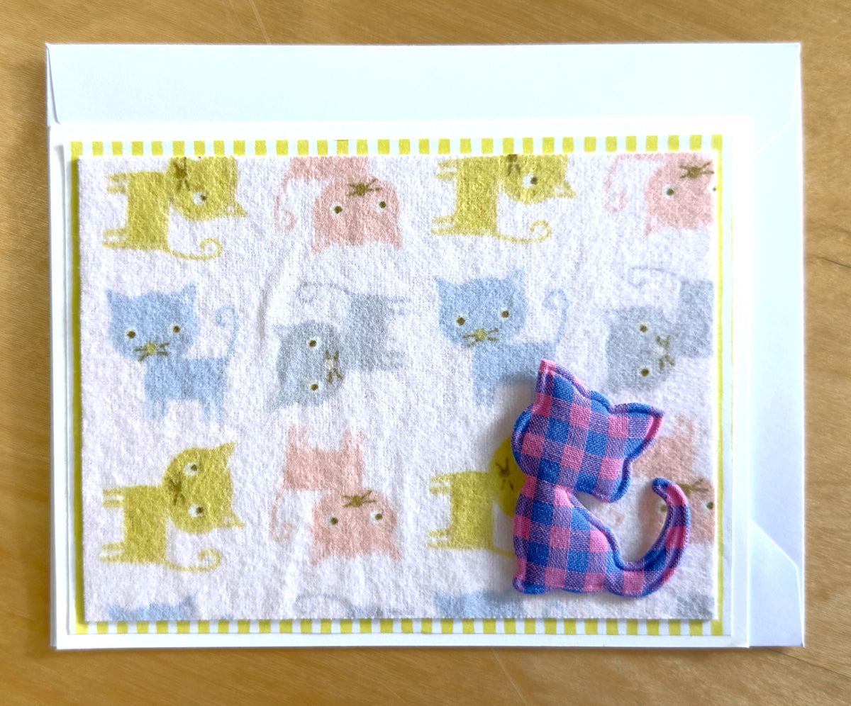 Flannel Cats Card Set of 3
