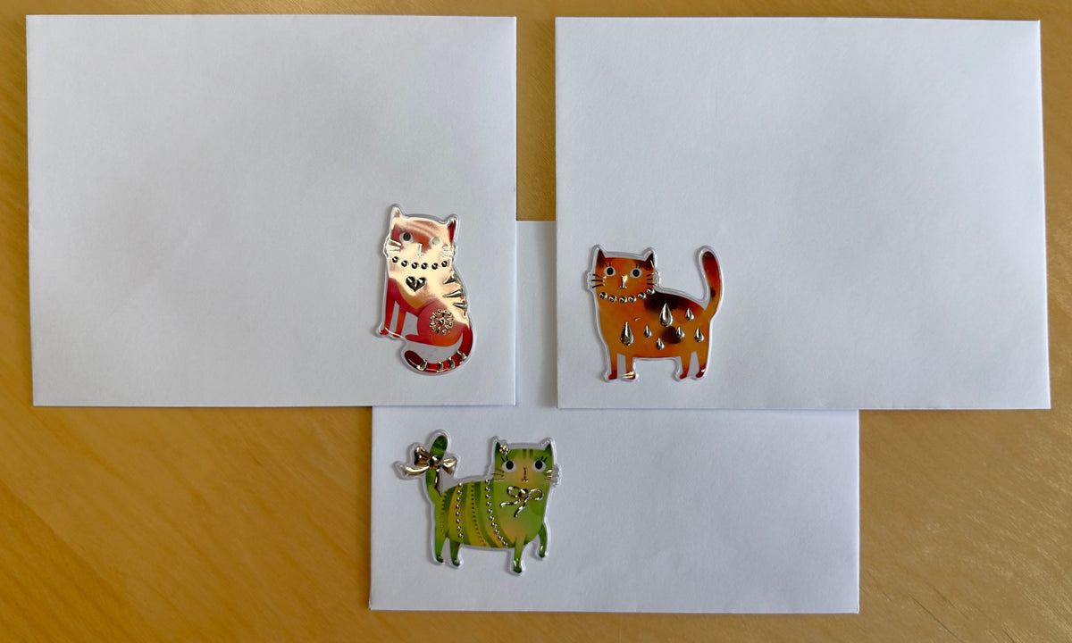 Flannel Cats Card Set of 3
