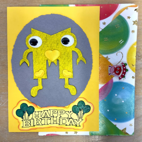Yellow Felt Monster Birthday Card