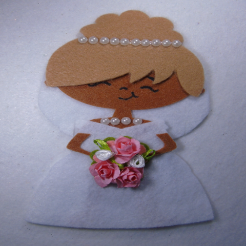 Felt Decoration for a Child's Bedroom or use them Attached to a Birthday Card - Bride with Roses